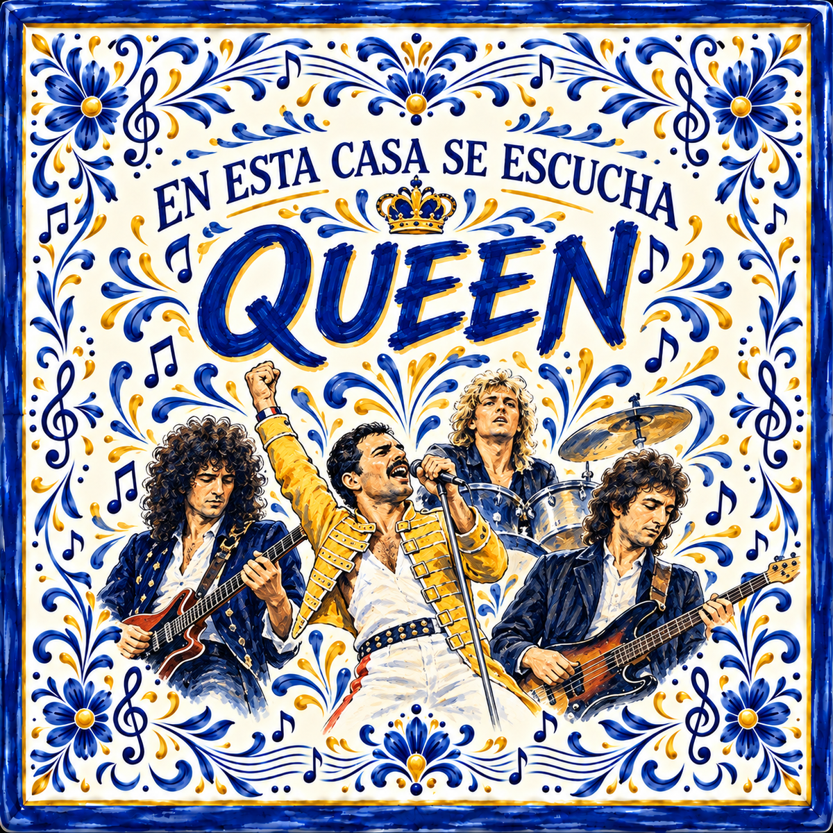 Azulejo Queen – En esta casa se escucha Queen